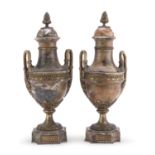 PAIR OF MARBLE CASSOLETTES LOUIS XVI STYLE FRANCE EARLY 20TH CENTURY