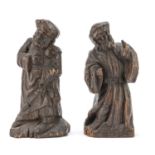 PAIR OF WOOD SCULPTURES PROBABLY 17th CENTURY GERMANY