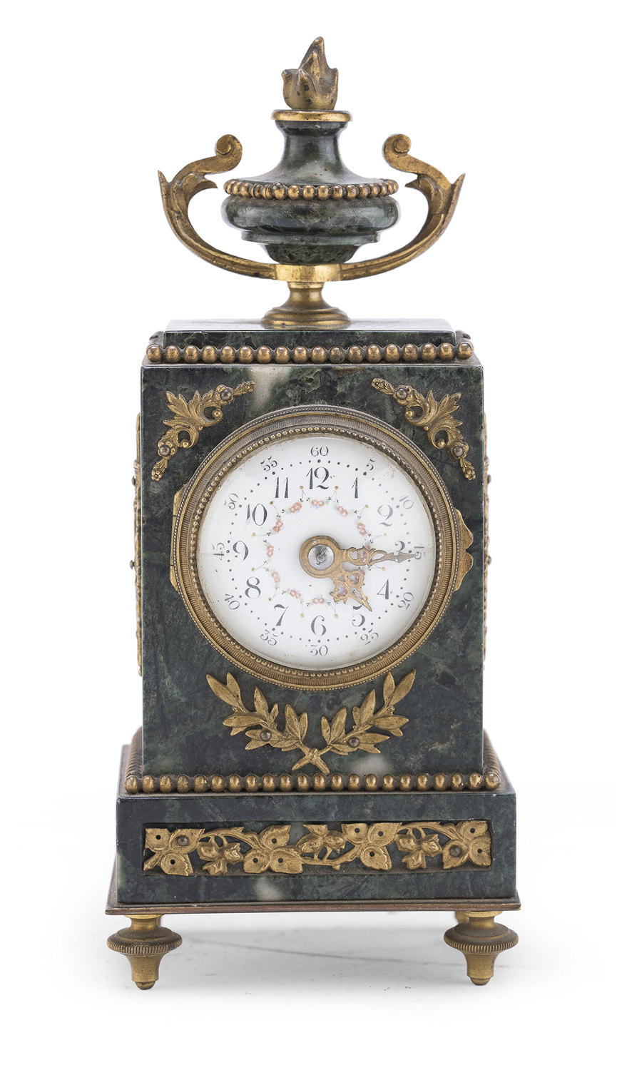 SMALL TABLE CLOCK IN GREEN MARBLE 19th CENTURY