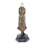 SMALL BRONZE AND IVORY SCULPTURE EARLY 20TH CENTURY