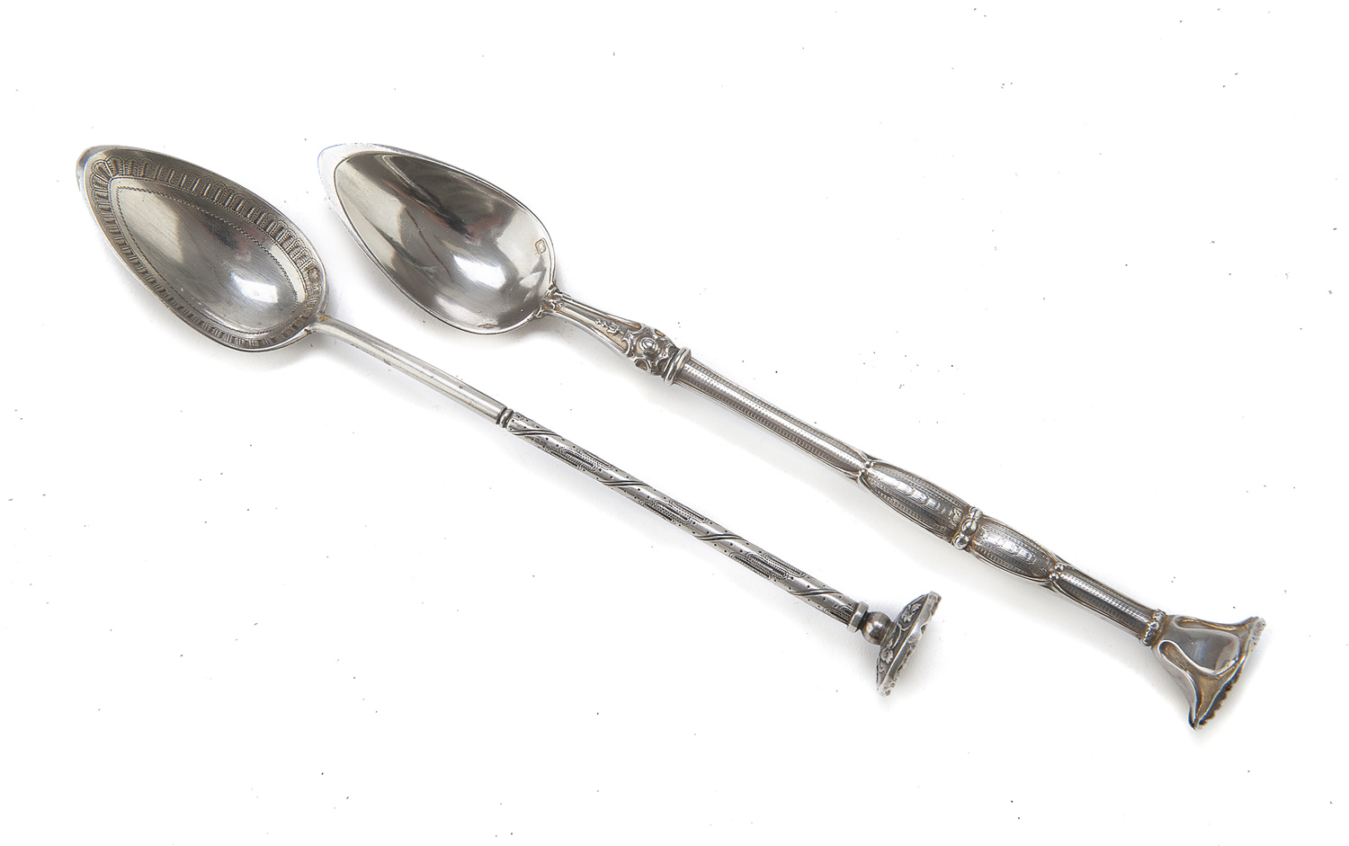 TWO SILVER COKTAIL SPOONS PARIS PUNCH LATE 19th CENTURY