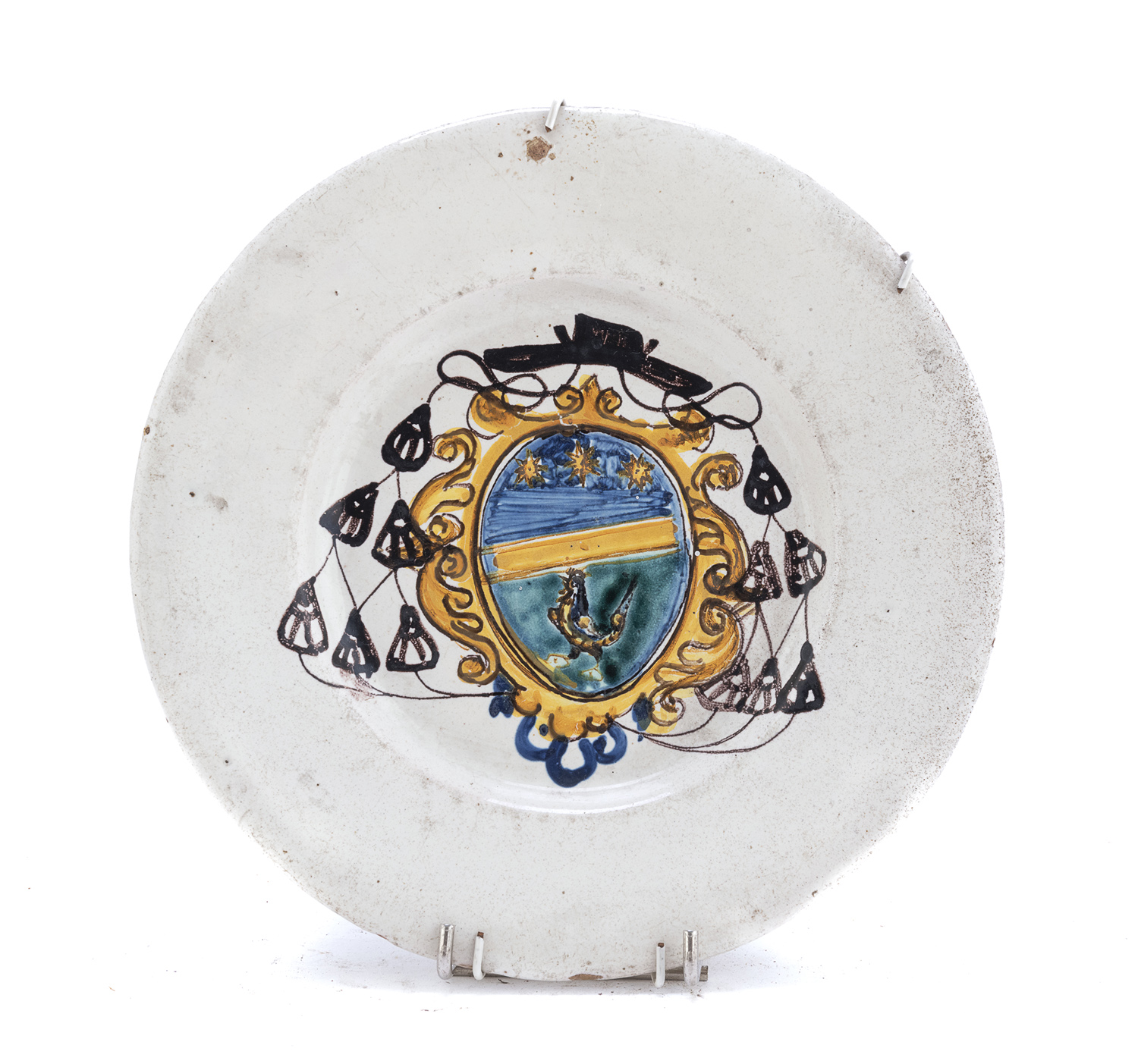 SMALL COMPENDIARY PLATE IN MAJOLICA CENTRAL ITALY 18th CENTURY