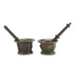 PAIR OF BRONZE MORTARS WITH PESTLES END OF THE 16TH CENTURY