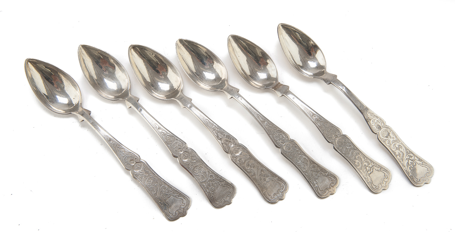 SIX SILVER SPOONS TURKEY LATE 19th CENTURY