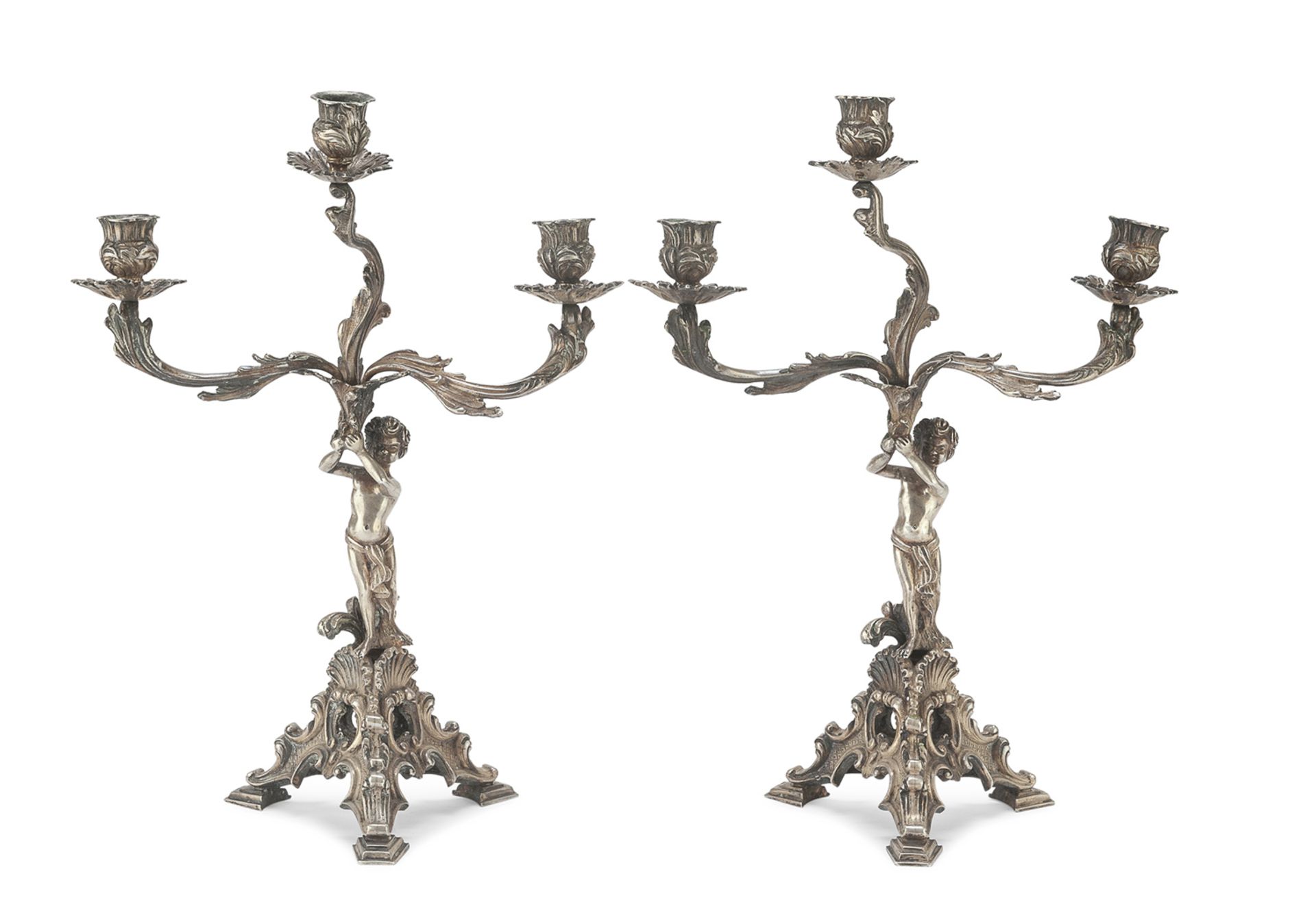 PAIR OF SILVER CANDLESTICKS ITALY EARLY 20TH CENTURY