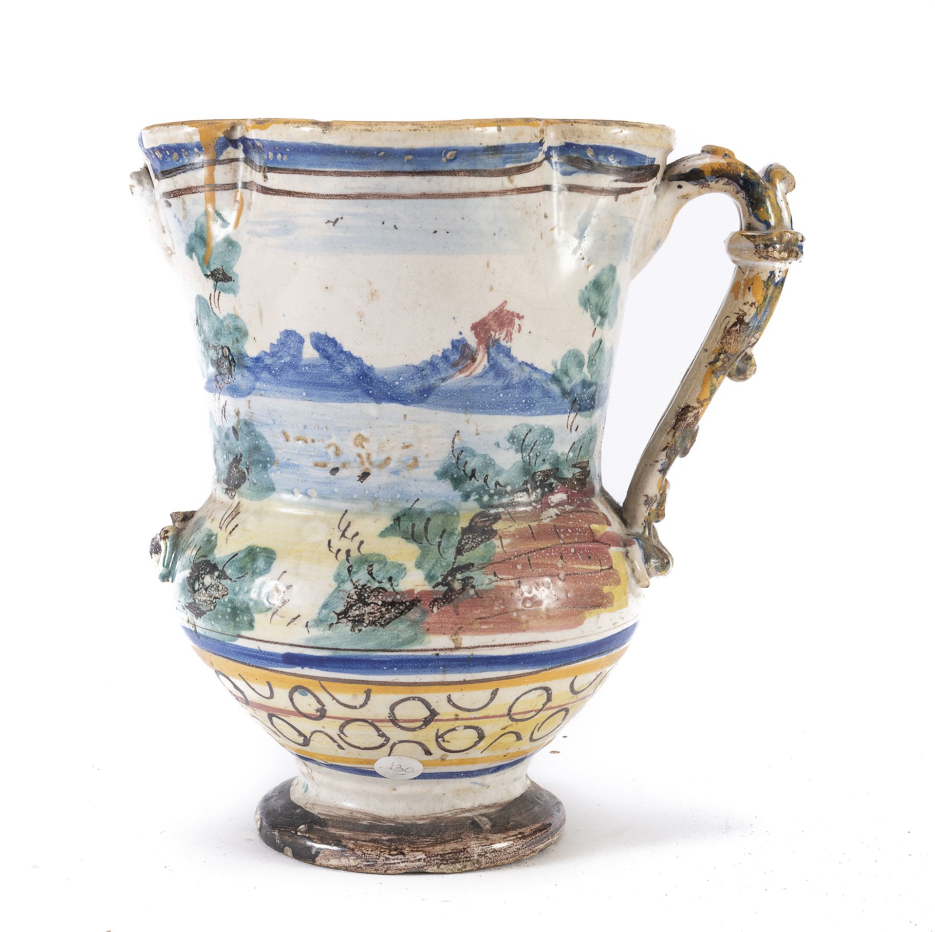 MAJOLICA JUG PROBABLY EARLY 19TH CENTURY ROMAN CASTLES