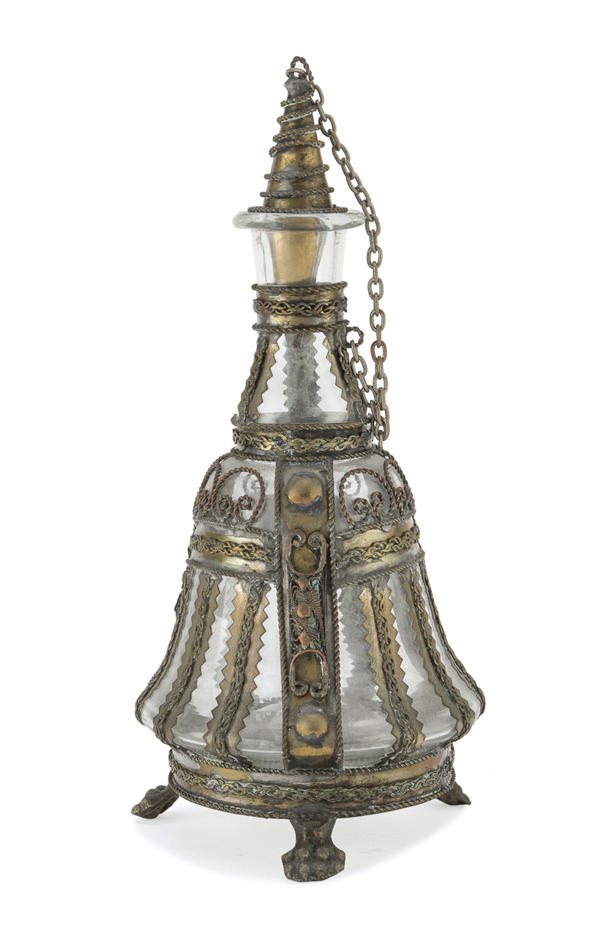 GLASS AND METAL BOTTLE INDIA EARLY 20TH CENTURY