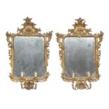 BEAUTIFUL PAIR OF GILTWOOD MIRRORS PROBABLY NAPLES 18TH CENTURY