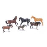 SIX PORCELAIN FIGURES OF HORSES ENGLAND 20th CENTURY