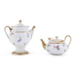 PORCELAIN TEAPOT AND SUGAR BOWL MEISSEN LATE 19th CENTURY