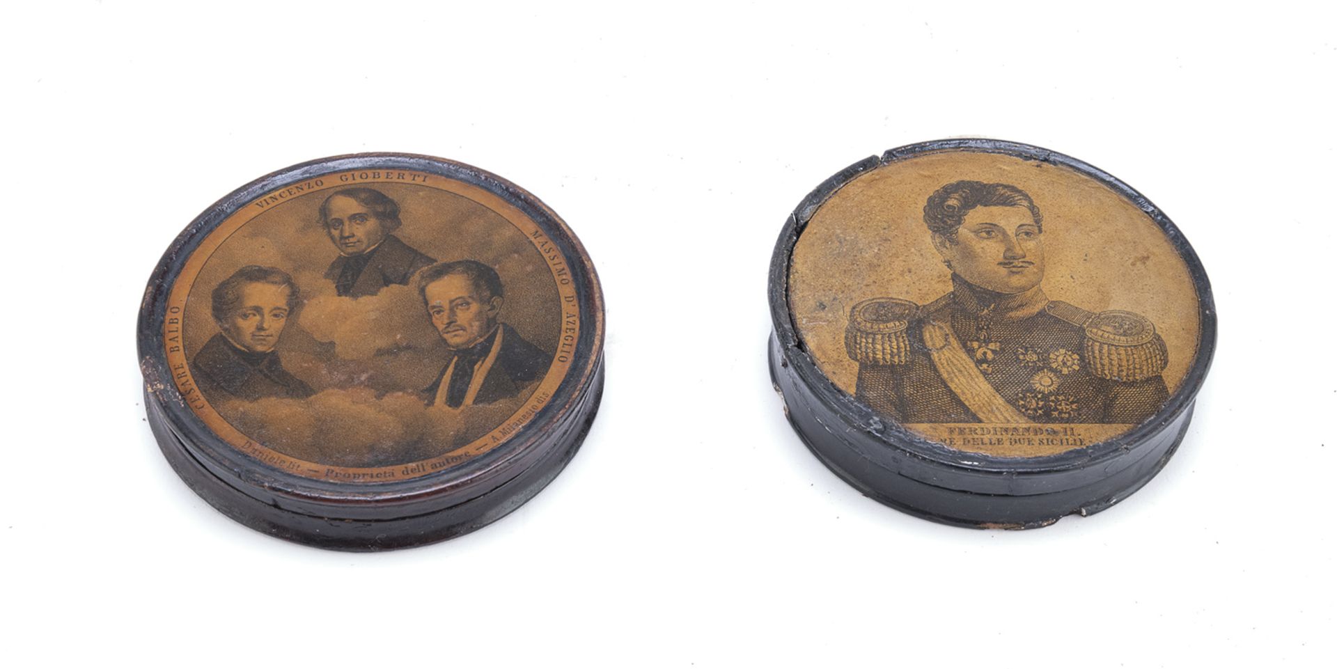 TWO TOBACCO BOXES WITH PRINTS 19TH CENTURY