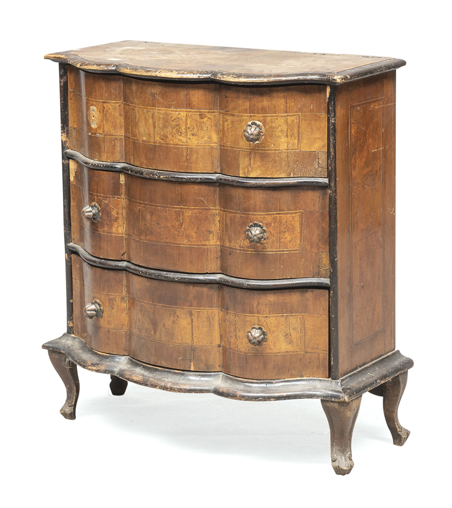 SMALL COMMODE IN WALNUT EMILIA OR LOMBARDY ANCIENT ELEMENTS