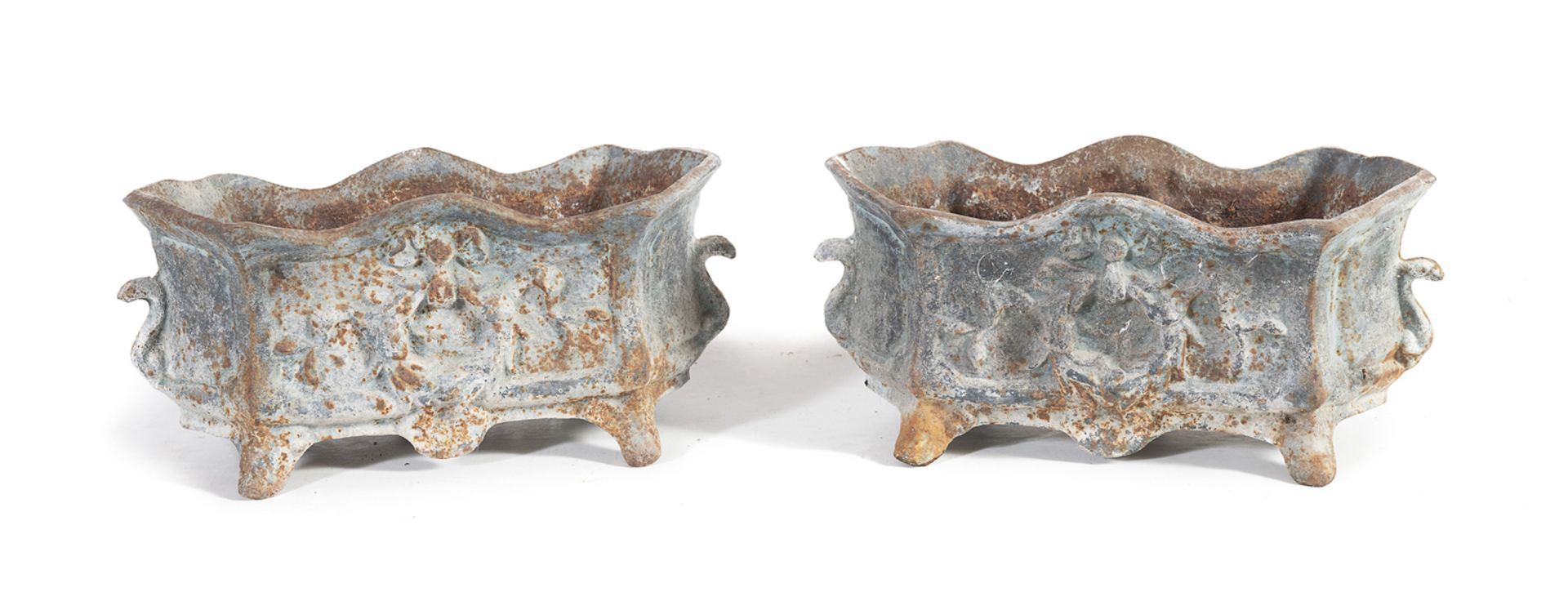 PAIR OF SMALL CAST IRON CACHEPOTS 19th CENTURY