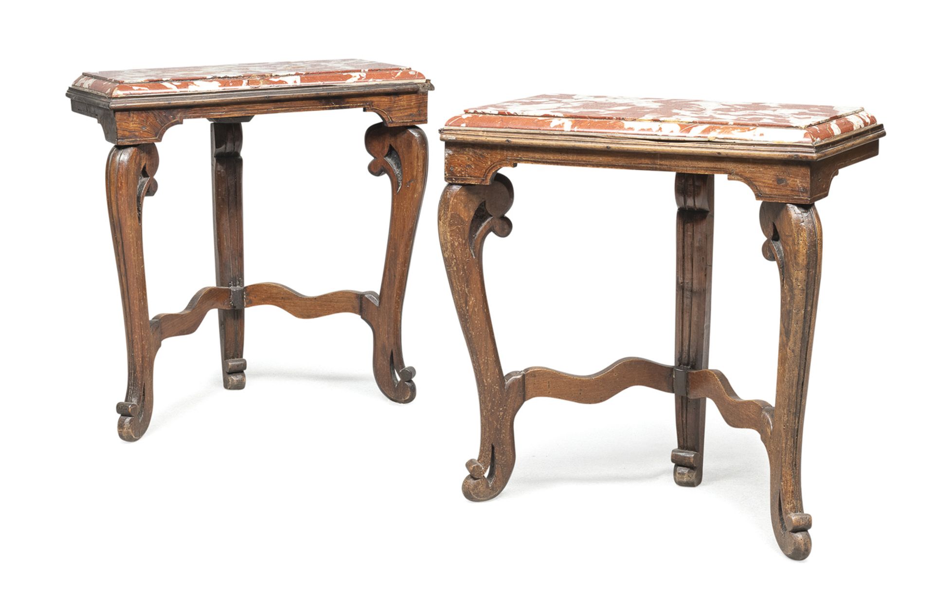 PAIR OF SMALL WALNUT CONSOLES NORTHERN ITALY 18th CENTURY