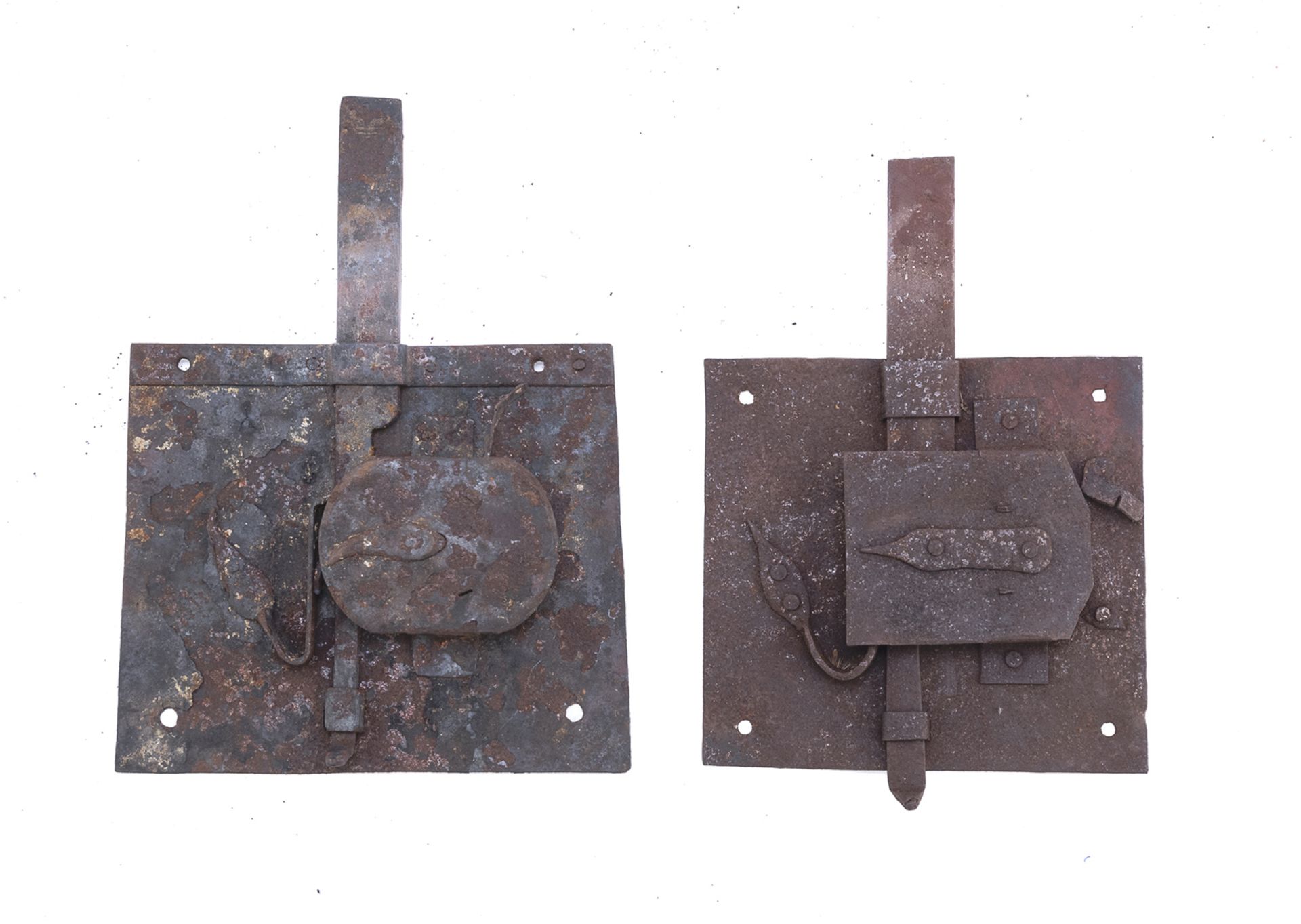 TWO IRON LOCKS 19TH CENTURY