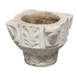 MORTAR IN WHITE MARBLE MEDIEVAL STYLE 19TH CENTURY