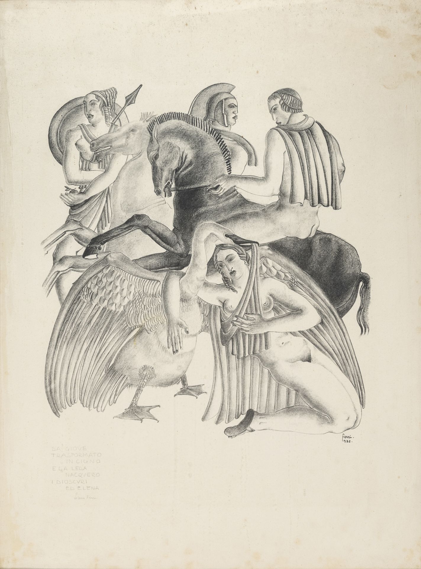 TWO PENCIL DRAWINGS BY LIANA FERRI 1932 - Image 2 of 2