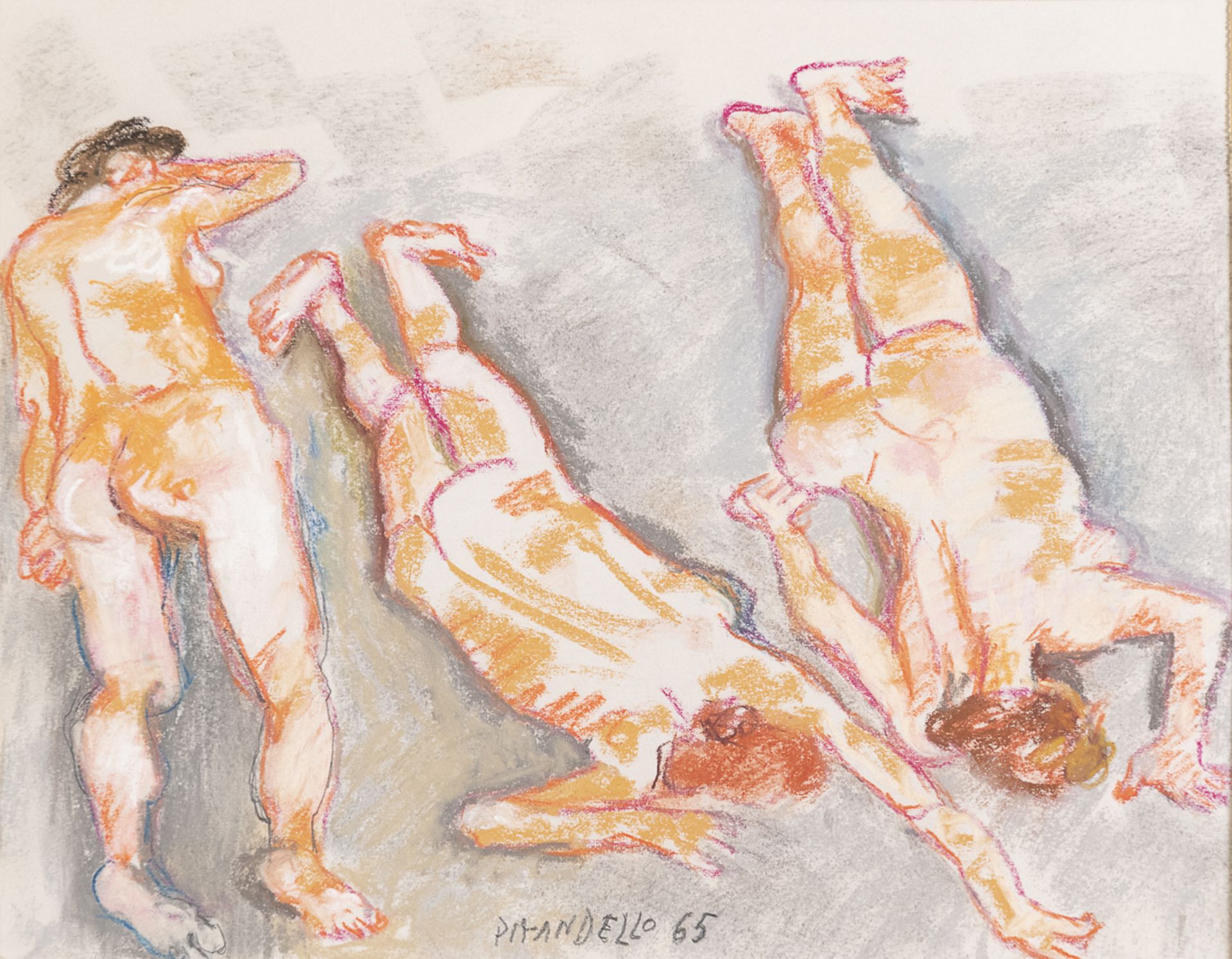 PASTEL DRAWING BY FAUSTO PIRANDELLO 1965