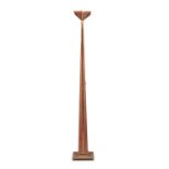 LEATHER-COATED WOOD FLOOR LAMP 1970s