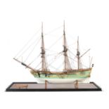 IMPORTANT WOODEN MODEL OF FRENCH CORVETTE 20TH CENTURY