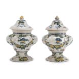 PAIR OF POTICHES IN MAJOLICA PROBABLY LOW END OF THE 18TH CENTURY