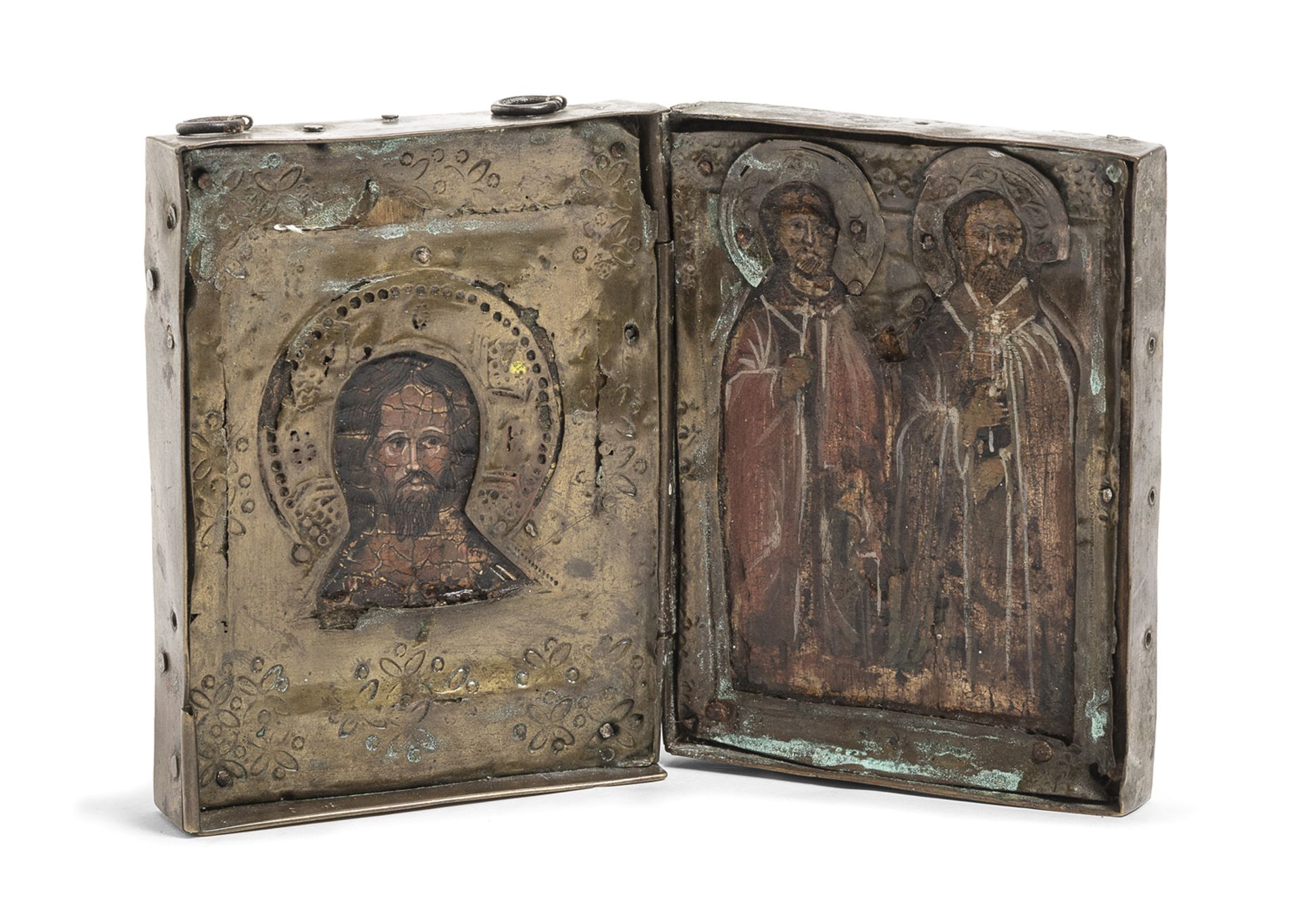 RUSSIAN OIL DIPTYCH EARLY 20TH CENTURY