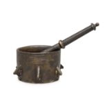 BRONZE MORTAR WITH PESTLE LATE 16TH CENTURY