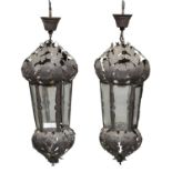 PAIR OF WROUGHT IRON LANTERNS LATE 19th CENTURY