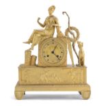 GILDED BRONZE TABLE CLOCK FRANCE EMPIRE PERIOD