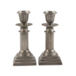 PAIR OF SMALL SILVER-PLATED CANDLESTICKS 20TH CENTURY