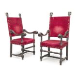 PAIR OF WALNUT THRONES ROME EARLY 18th CENTURY