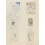 SIX PENCIL DRAWINGS BY PAULO GHIGLIA 20TH CENTURY