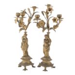 PAIR OF GILDED BRONZE CANDLESTICKS 19th CENTURY