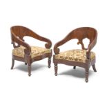 PAIR OF COCKPIT ARMCHAIRS IN MAHOGANY MID 19th CENTURY