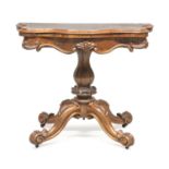 PLAYING TABLE IN CROTCH MAHOGANY ENGLAND 19th CENTURY
