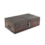 SMALL BROWN LEATHER TRUNK LATE 18th CENTURY