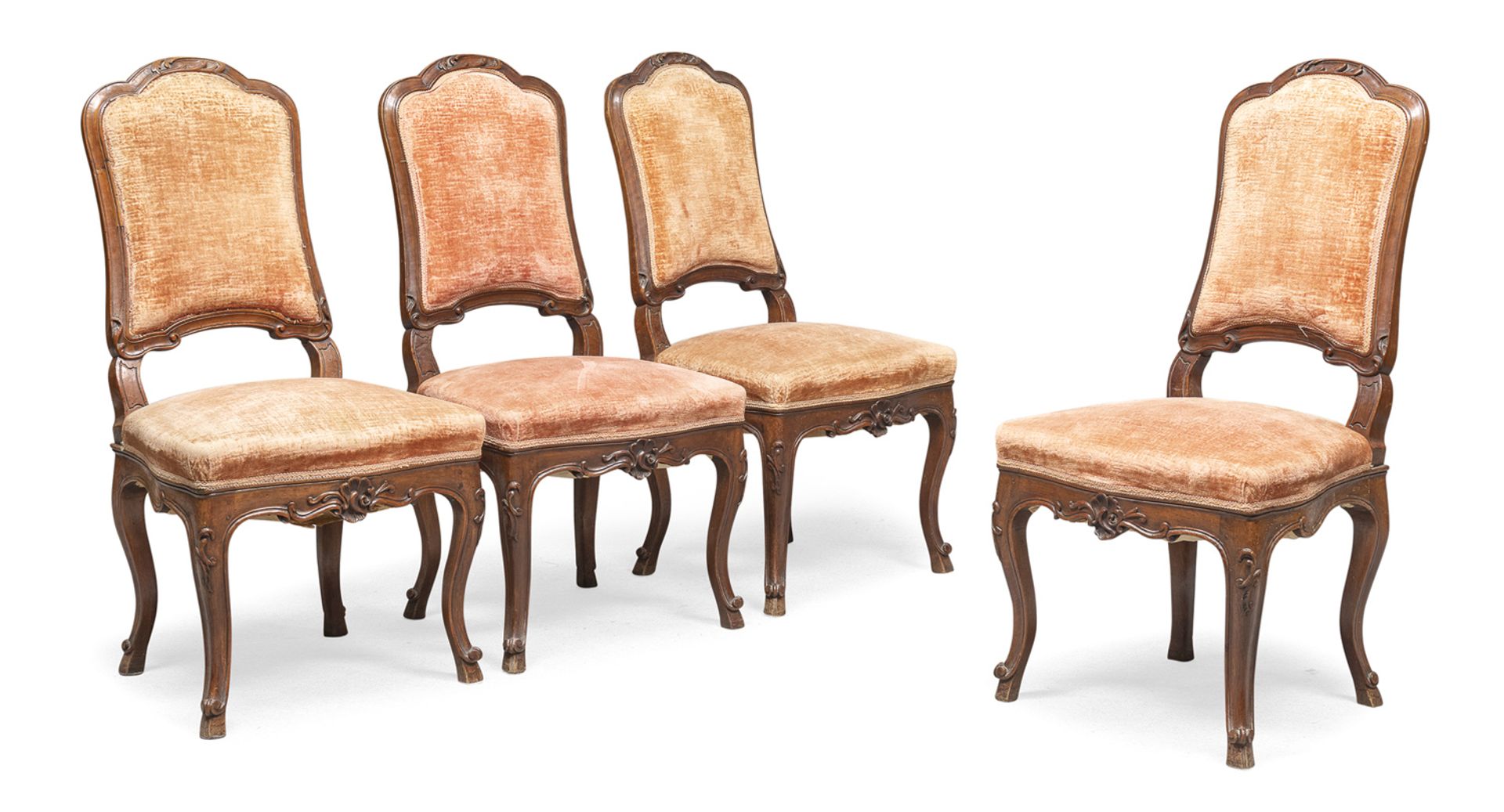 FOUR WALNUT CHAIRS VENETO 18th CENTURY