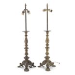 PAIR OF GILDED METAL CANDLESTICKS 19th CENTURY