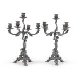 PAIR OF SILVERED BRONZE CANDLESTICKS EARLY 20TH CENTURY