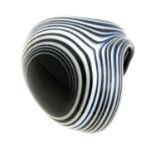 BLACK AND WHITE GLASS RING LA MURRINA MURANO