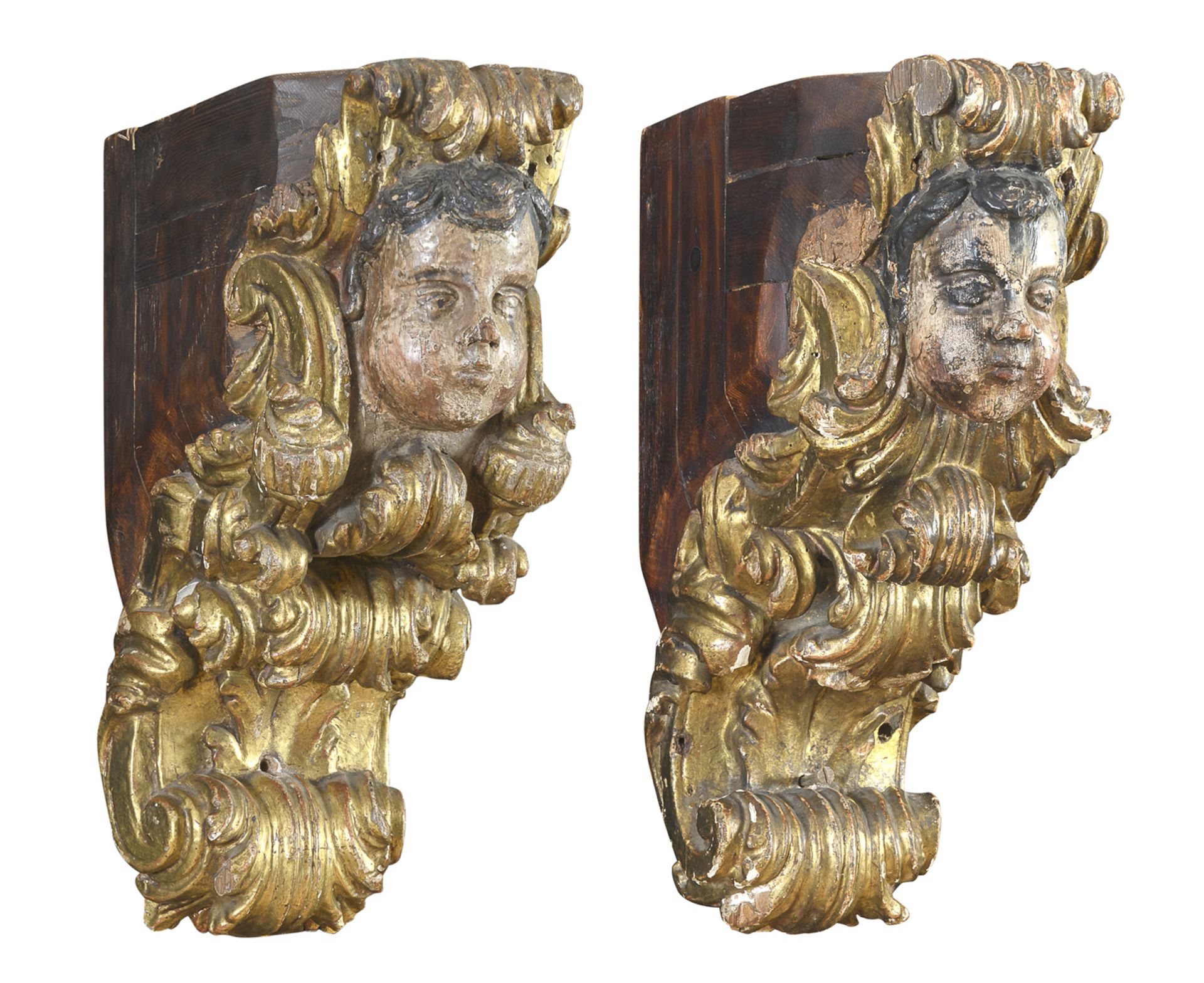 PAIR OF WOOD SHELVES NORTHERN ITALY LATE 17th CENTURY - Image 2 of 2