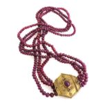 BEAUTIFUL THREE STRING RUBY NECKLACE