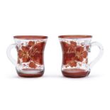 PAIR OF SMALL GLASS MUGS BOHEMIA LATE 19th CENTURY