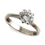 WHITE GOLD SOLITAIRE RING WITH CENTRAL DIAMOND