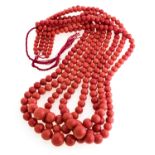 FOUR STRING CORAL NECKLACE