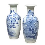 A PAIR OF CHINESE WHITE AND BLUE PORCELAIN VASES 19TH CENTURY.
