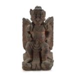 A THAI WOOD SCULPTURE DEPICTING DVARAPALA YAKSH. 20TH CENTURY.