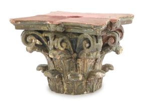 CORINTHIAN CAPITAL IN CARVED WOOD 18TH CENTURY