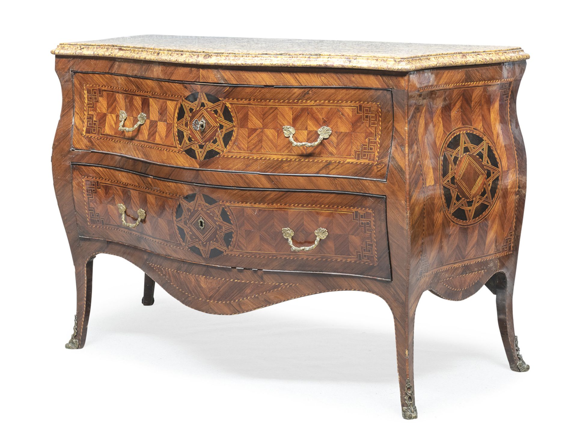 BEAUTIFUL COMMODE IN PURPLE AND PINK EBONY NAPLES 18th CENTURY