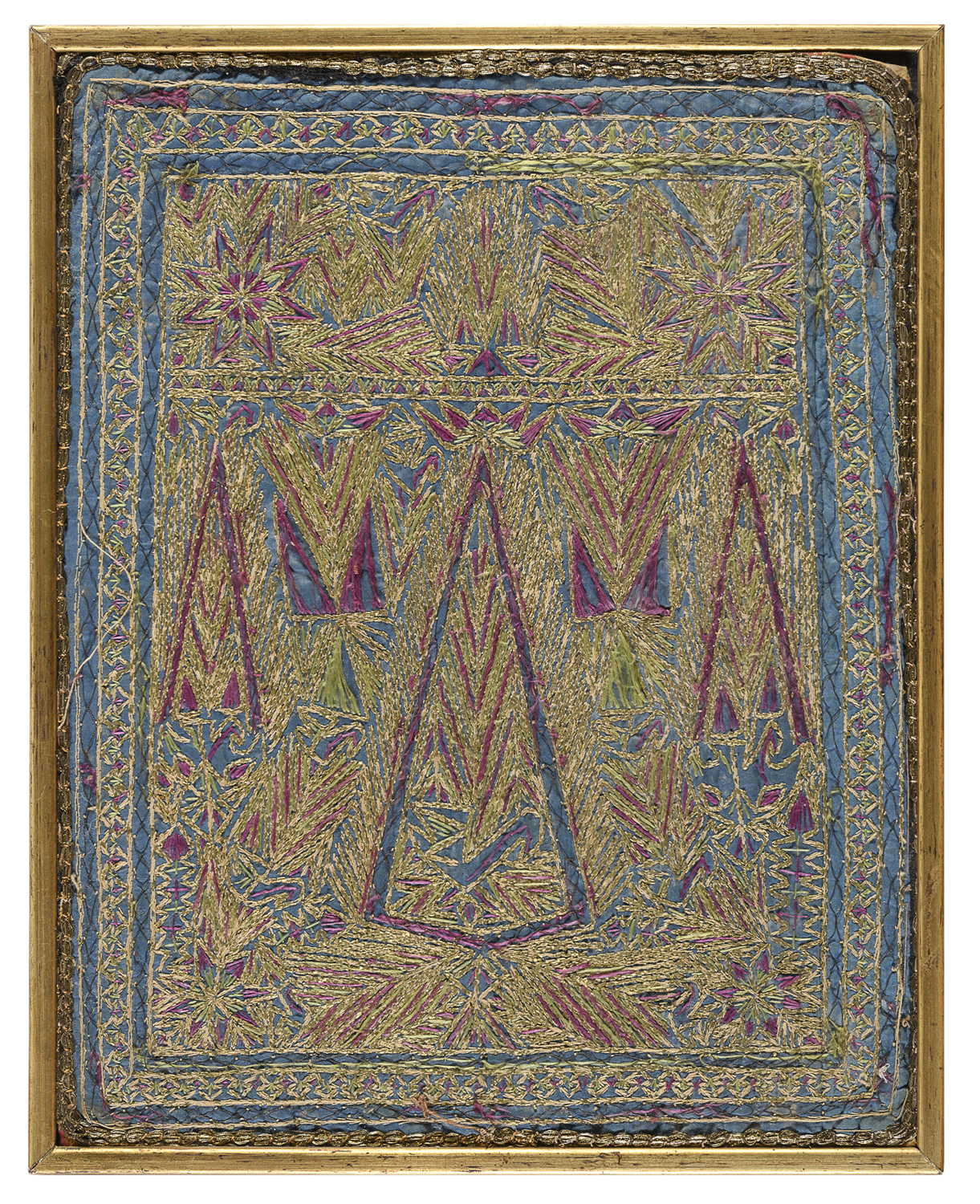 FIVE FRAMED QUILTS PROBABLY INDIAN 20TH CENTURY. - Image 2 of 5